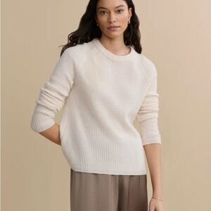 Jenni Kayne Mongolian Cashmere Fisherman Sweater | Ivory | Size M